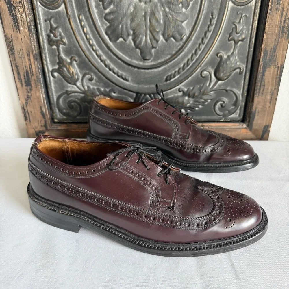 Bootmaster by Thom McAnn Burgundy Leather Wingtips Made in USA Men's Sz‎ 9.5